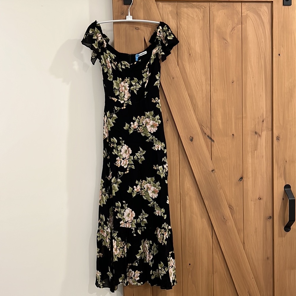 Reformation butterfly off the shoulder maxi dress